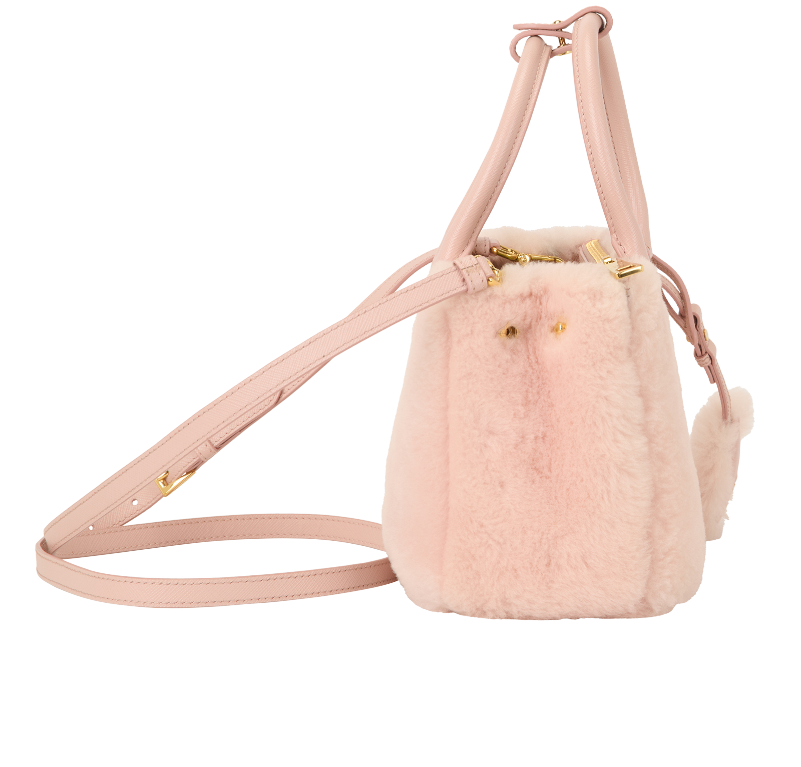 Small Galleria, &pound;1,500, Handbags, Pink, Shearling, Side view